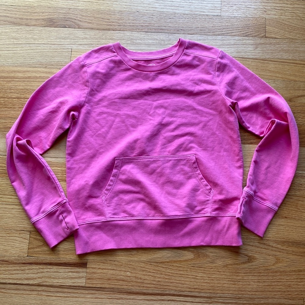 Athletic Works Girls Lightweight Sweatshirt Hot Pink Thumbholes Kangaroo‎ Pocket